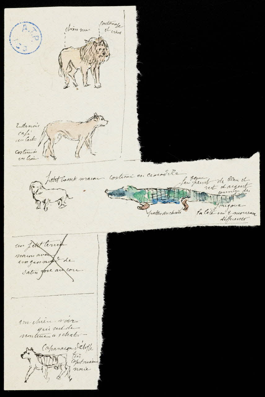 partie d'un ensemble de dessins Esquisse d'animaux 1968.102.1192.1 Photo Mucem