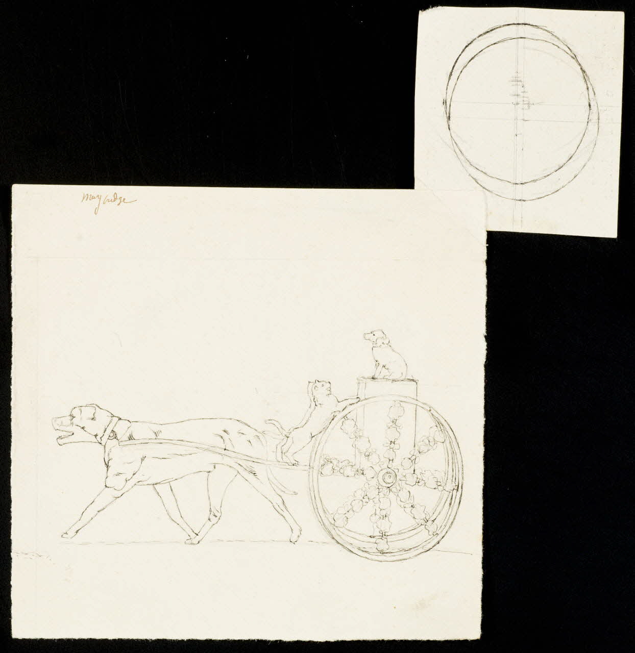 partie d'un ensemble de dessins Chien attelé 1968.102.1193.1 Photo Mucem