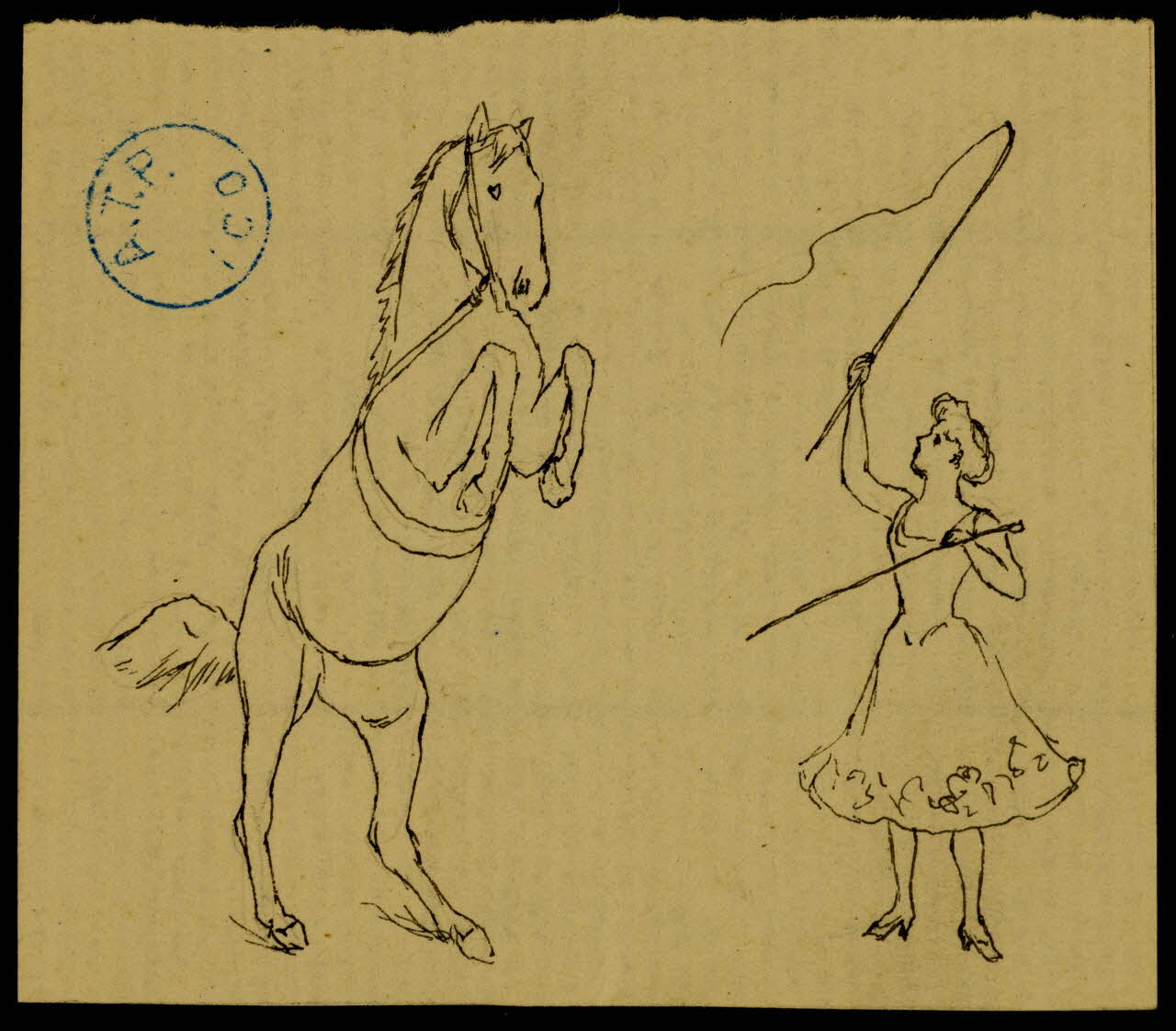 partie d'un ensemble de dessins Dresseuse de cheval 1968.102.1204.3 Photo Mucem