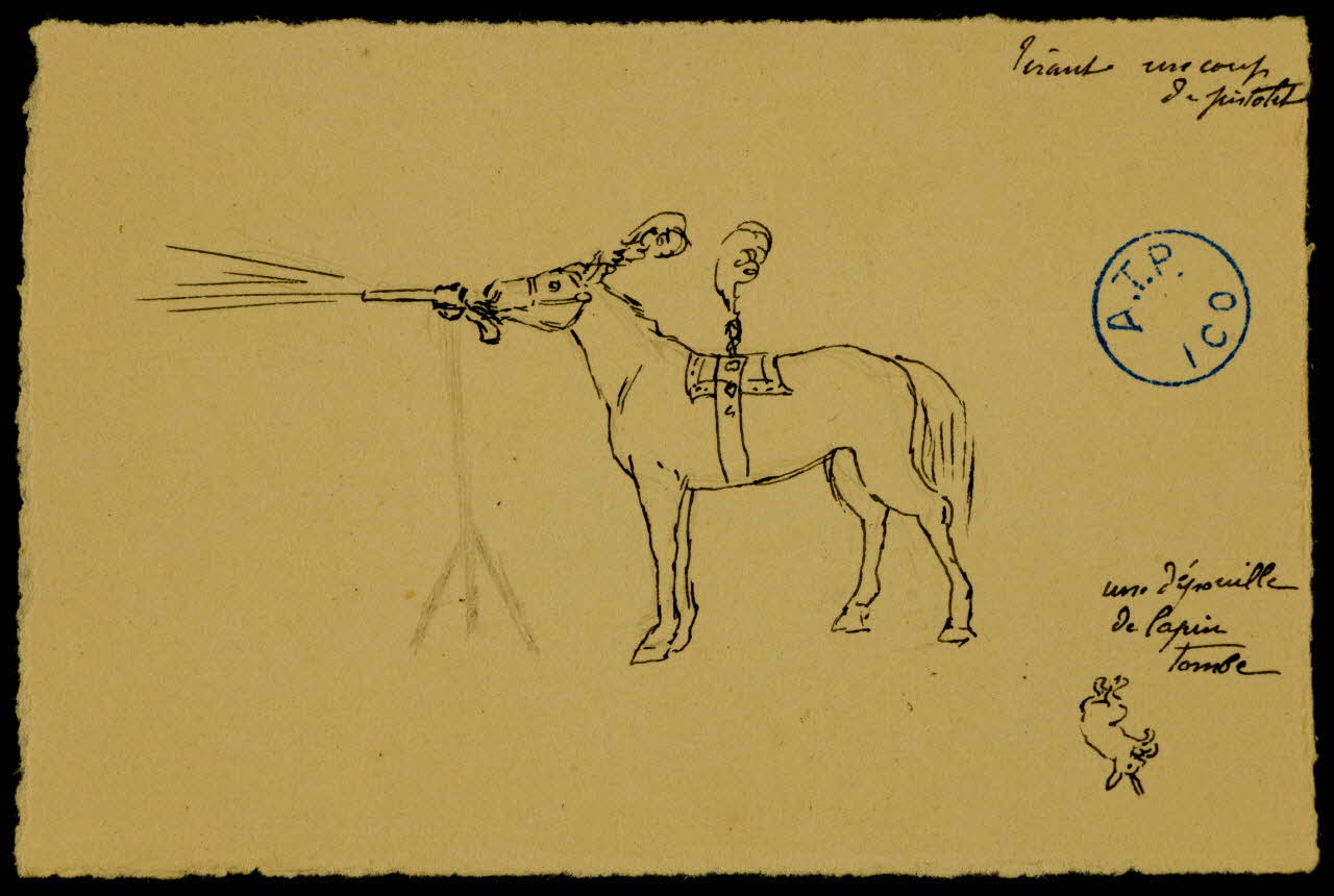 partie d'un ensemble de dessins tirant un coup  de pistolet 1968.102.1208.3 Photo Mucem