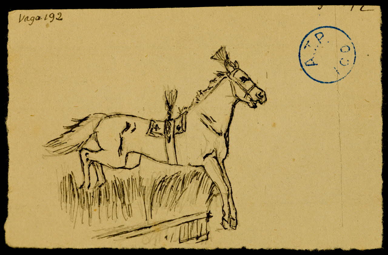 partie d'un ensemble de dessins Cheval sautant un obstacle 1968.102.1210.4 Photo Mucem