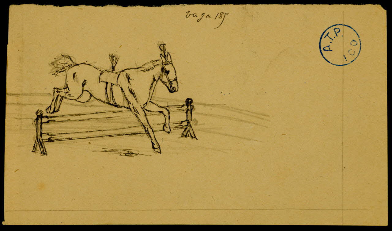 partie d'un ensemble de dessins Cheval sautant un obstacle 1968.102.1210.7 Photo Mucem