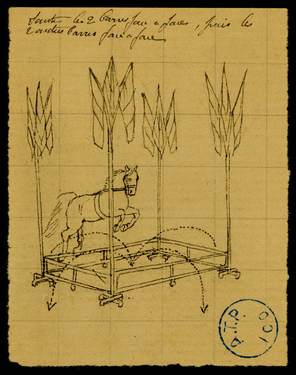 partie d'un ensemble de dessins Cheval sautant un obstacle 1968.102.1212.1 Photo Mucem