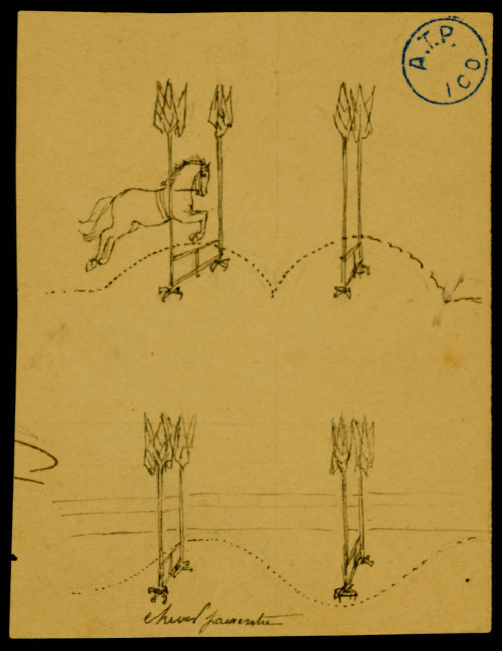 partie d'un ensemble de dessins Cheval passe entre 1968.102.1212.10 Photo Mucem