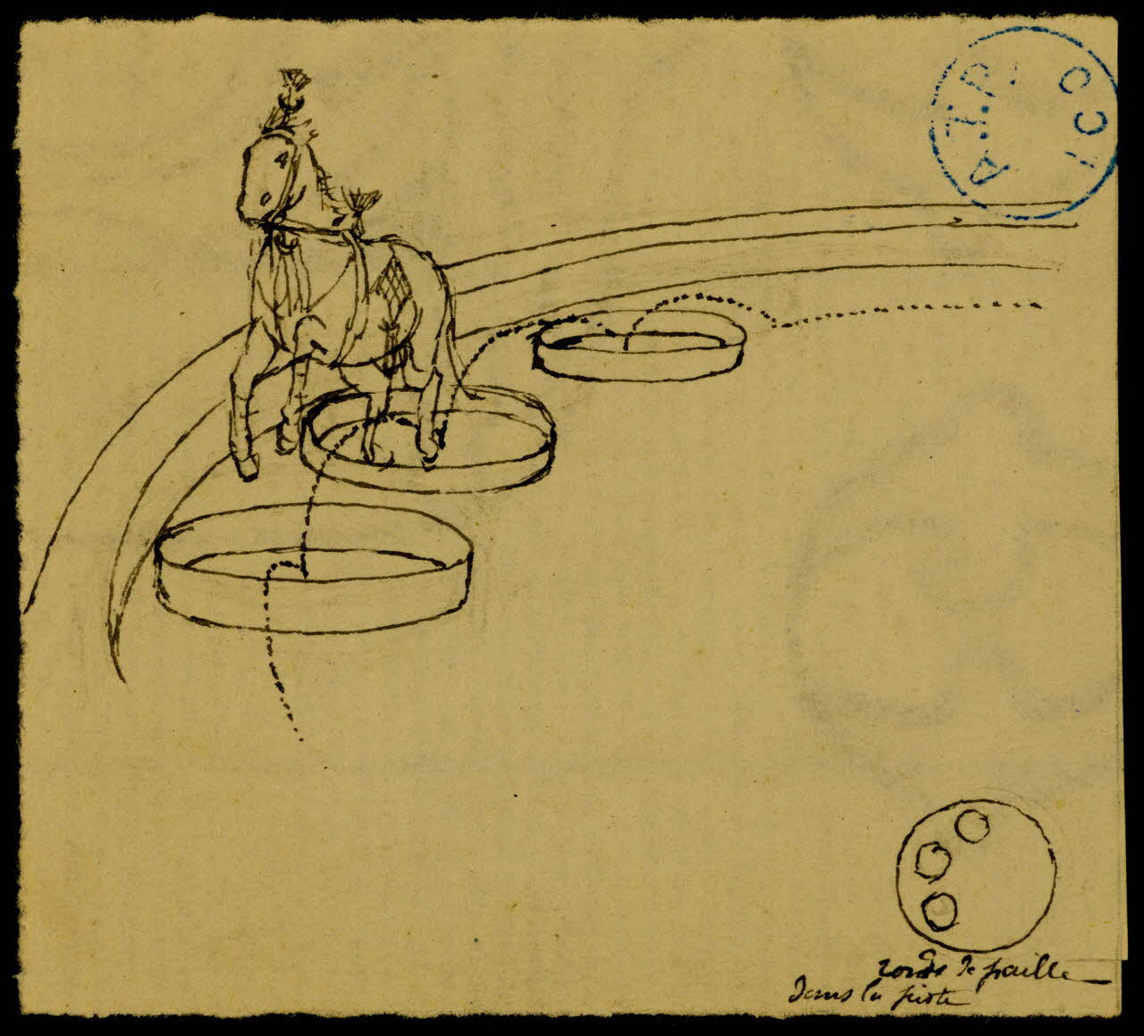 partie d'un ensemble de dessins ronds de paille  dans la piste 1968.102.1212.3 Photo Mucem