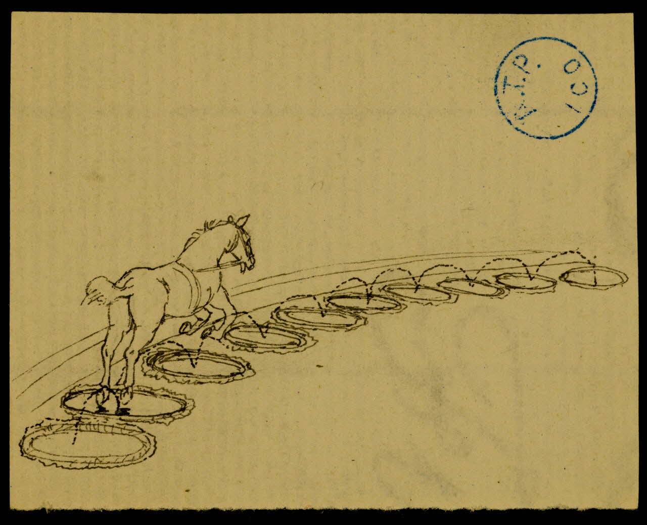 partie d'un ensemble de dessins Cheval sautant dans un cerceau 1968.102.1212.4 Photo Mucem