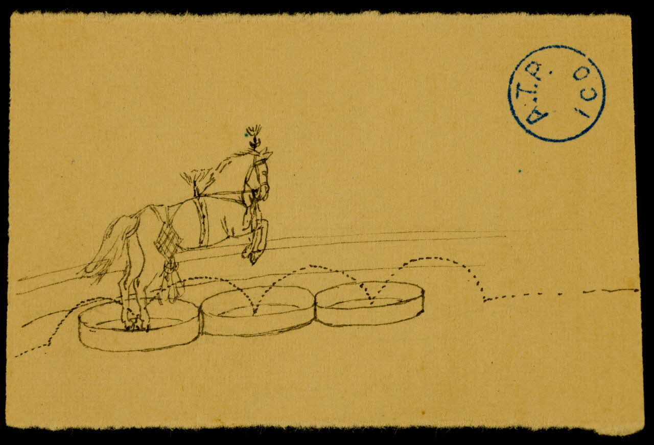 partie d'un ensemble de dessins Cheval sautant dans des cerceaux 1968.102.1212.7 Photo Mucem