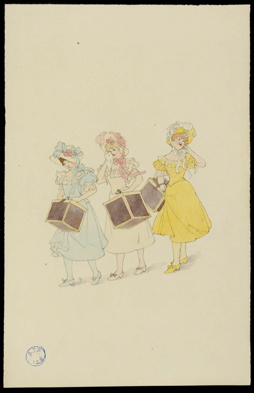 partie d'un ensemble de dessins Trois femmes portant une boîte 1968.102.1220.3 Photo Mucem