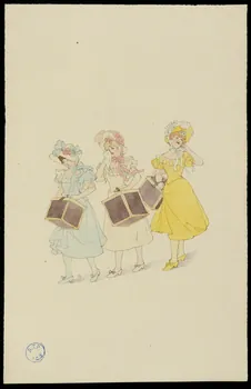 partie d'un ensemble de dessins Trois femmes portant une boîte 1968.102.1220.3 Photo Mucem