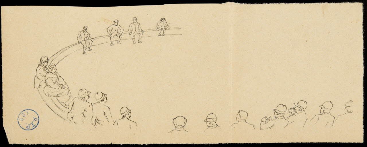 partie d'un ensemble de dessins Spectateurs au bord de la piste de cirque 1968.102.1223.1 Photo Mucem
