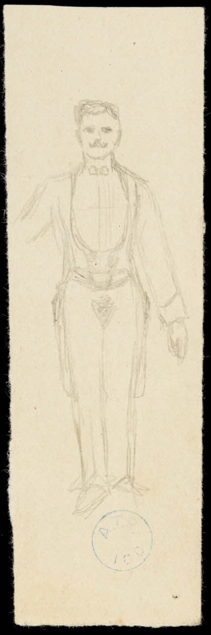 partie d'un ensemble de dessins Esquisse d'homme en costume élégant 1968.102.1223.2 Photo Mucem