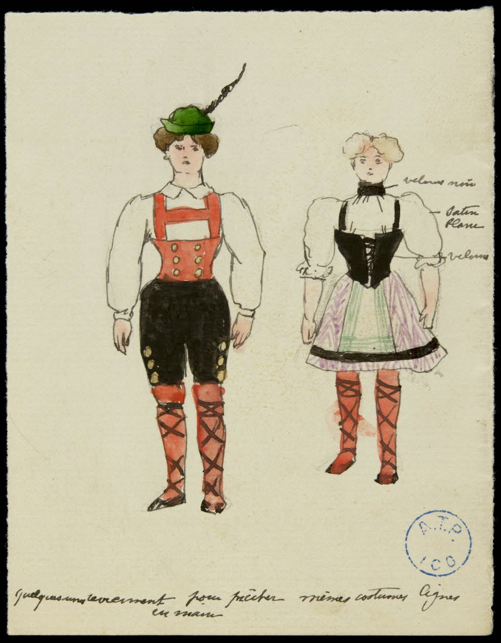 partie d'un ensemble de dessins Quelques uns reviennent pour prêcher mêmes costumes lignes  en main 1968.102.1225.2 Photo Mucem
