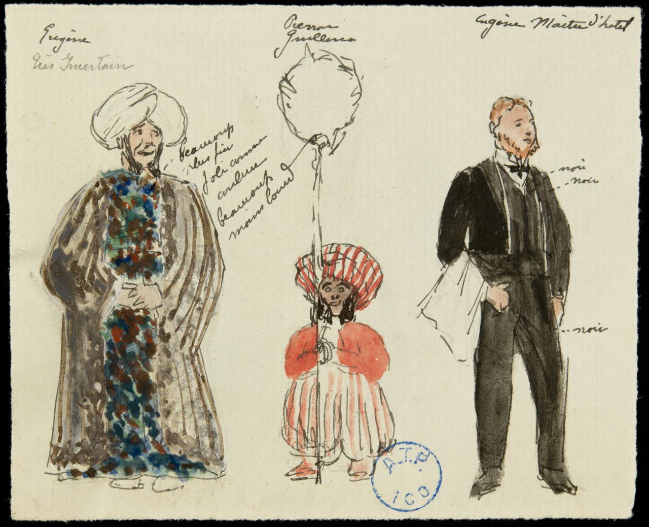 partie d'un ensemble de dessins Eugène Maître d'hotel 1968.102.1225.3 Photo Mucem