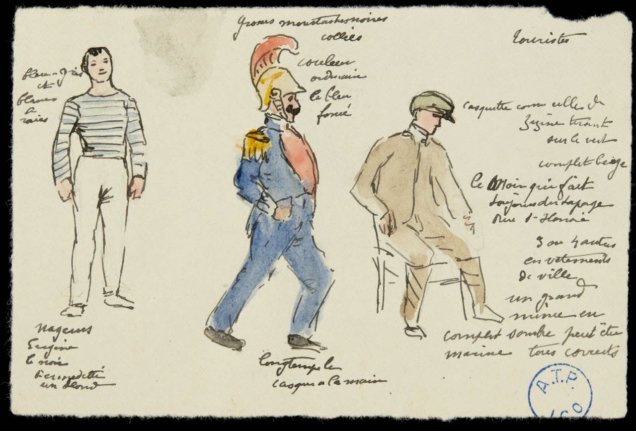 partie d'un ensemble de dessins Personnages divers 1968.102.1225.6 Photo Mucem