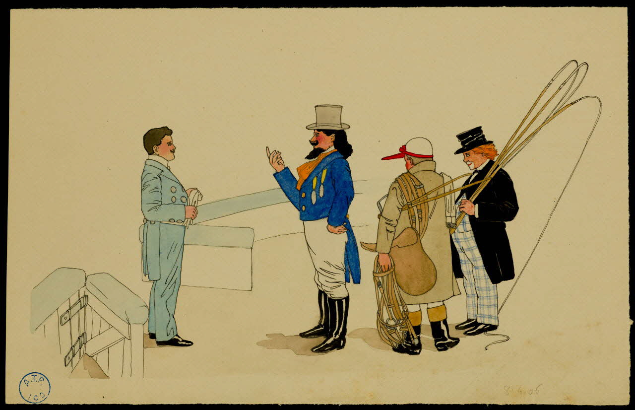 partie d'un ensemble de dessins Artistes de cirque en conversation sur la piste 1968.102.1229.2 Photo Mucem