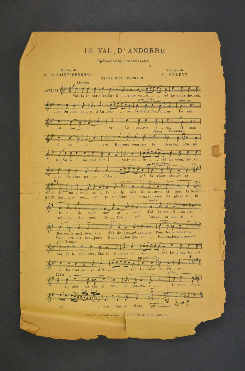 partition de musique petit format 1965.150.43 Photo Mucem