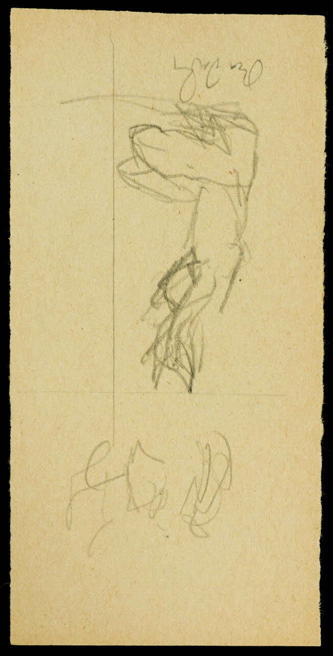 partie d'un ensemble de dessins Esquisse d'homme accroupi 1968.102.1296.12 Photo Mucem