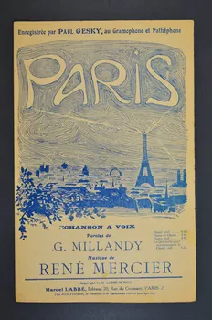 G.M.R. ; Georges Millandy ; René Mercier ; Labbé chanson petit format 1919 1966.148.12  Photo Mucem