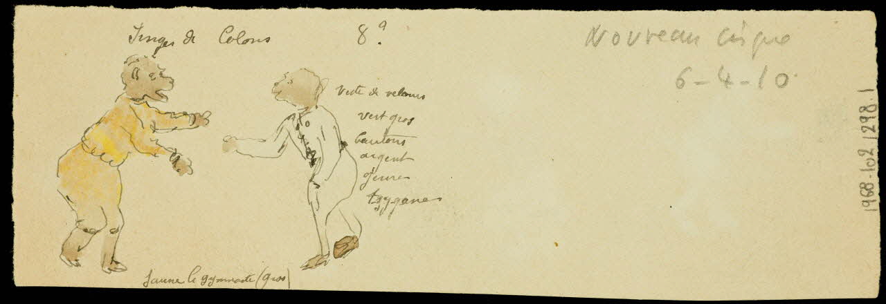 partie d'un ensemble de dessins Singes de cirque et leurs costumes 1968.102.1298.1 Photo Mucem