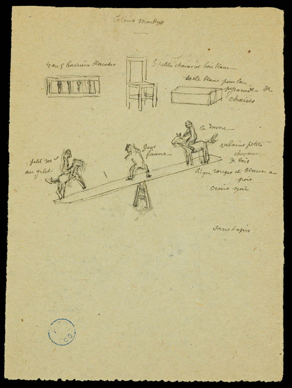 partie d'un ensemble de dessins Colon monkeys 1968.102.1298.4  Photo Mucem