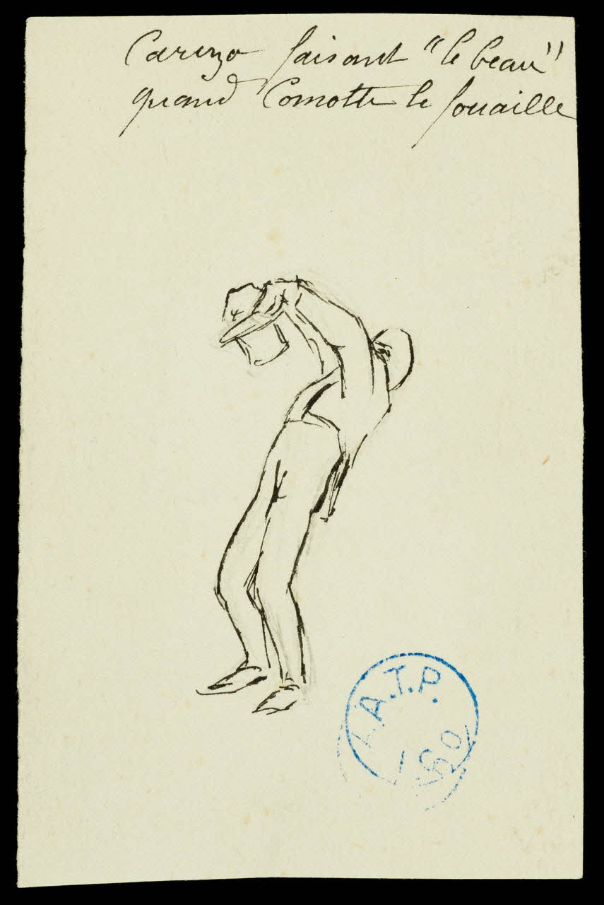 partie d'un ensemble de dessins Caruzo faisant "le beau"  quand Comotti le fouaille (sic) 1968.102.1305 Photo Mucem