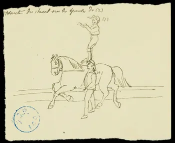 partie d'un ensemble de dessins (1) saute du cheval sur les épaules de (2) 1968.102.1331.4 Photo Mucem