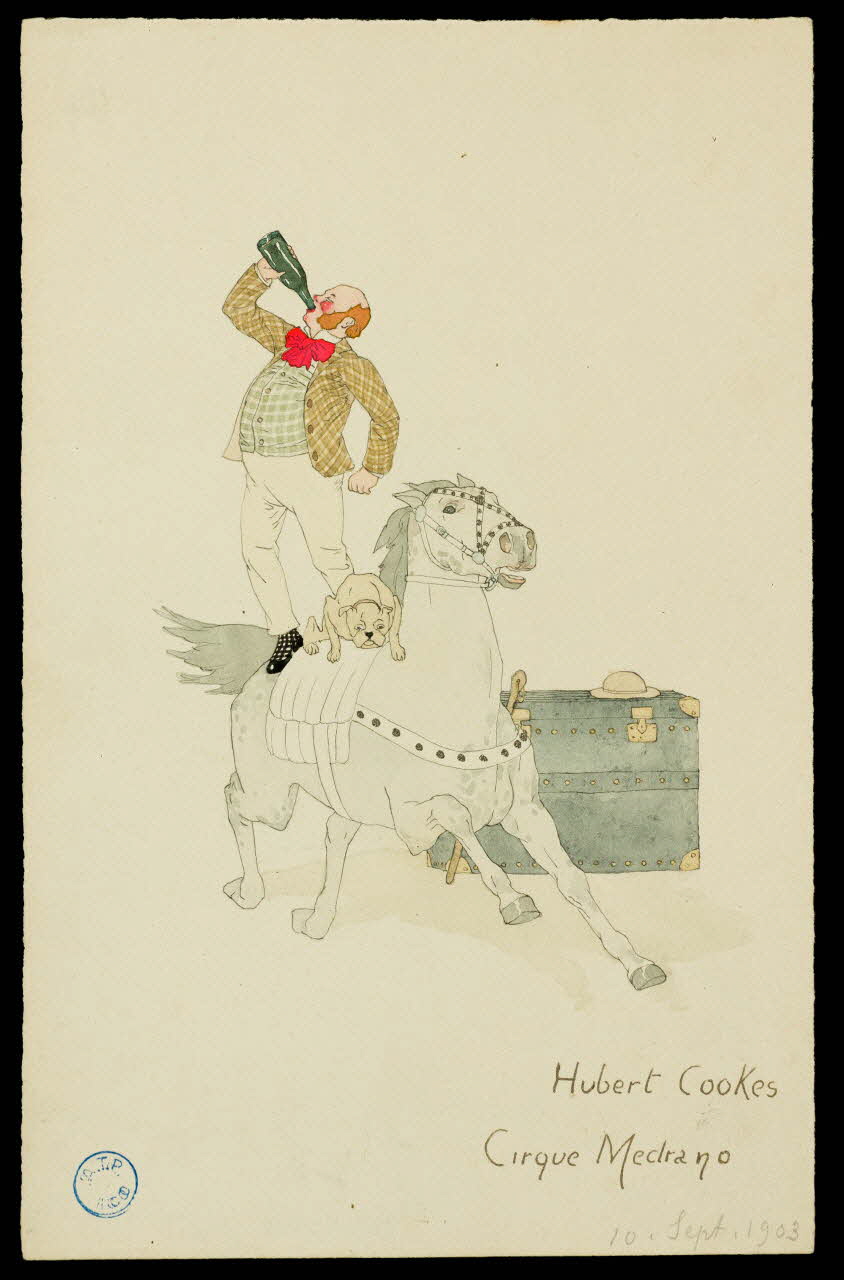 partie d'un ensemble de dessins Hubert Cookes  Cirque Medrano 1968.102.1336.1 Photo Mucem