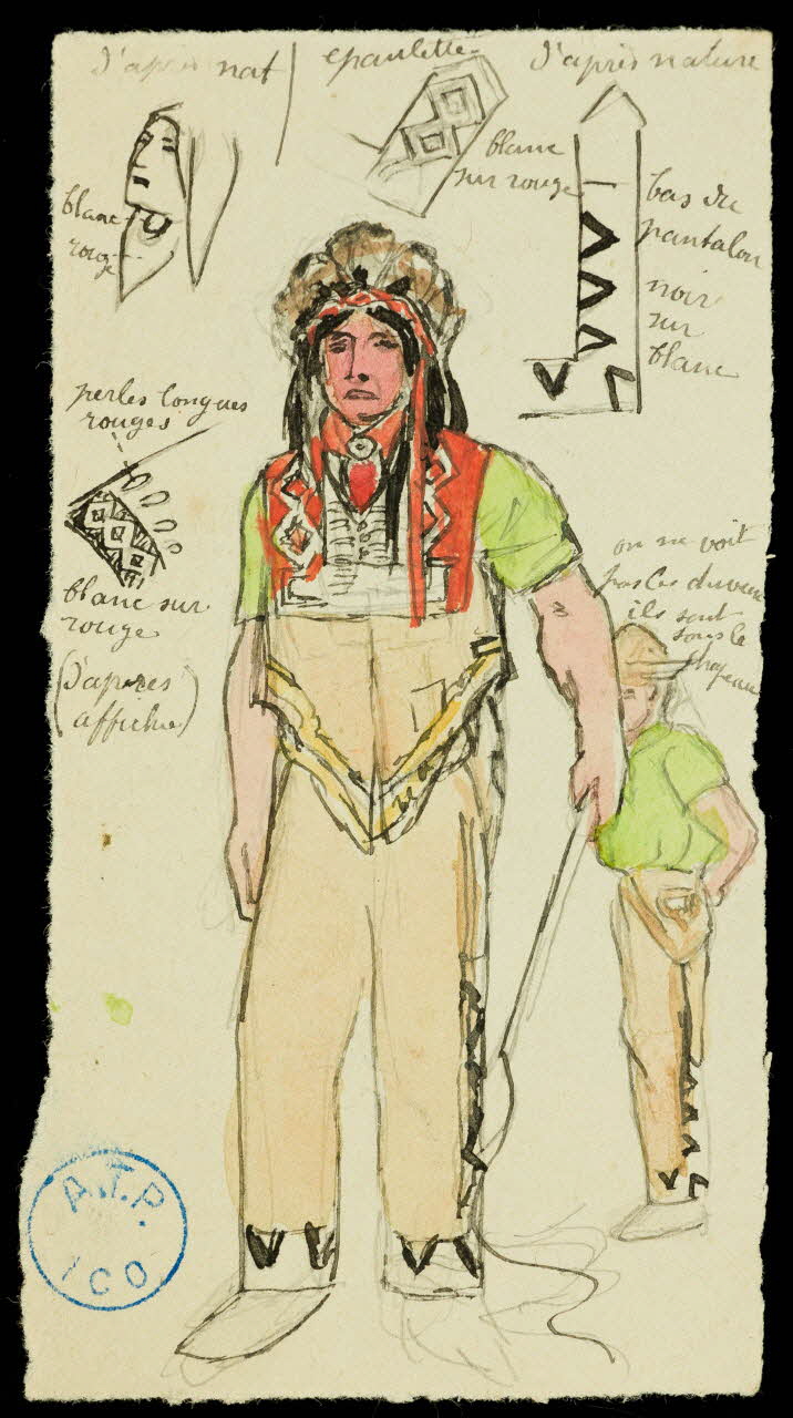 partie d'un ensemble de dessins Costume d'indien d'Amérique 1968.102.1343.1 Photo Mucem