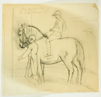 partie d'un ensemble de dessins Jockey et son cheval guidés par un homme 1968.102.1359 Photo Mucem