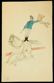 partie d'un ensemble de dessins Homme debout sur un cheval au galop 1968.102.1361 Photo Mucem