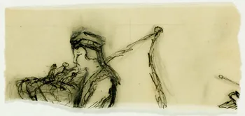 partie d'un ensemble de dessins Homme jouant de la cornemuse 1968.102.1369.1 Photo Mucem