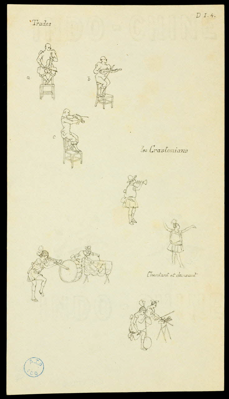 partie d'un ensemble de dessins Les Crastonians  Chantant et dansant 1968.102.1371.6 Photo Mucem