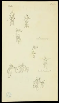 partie d'un ensemble de dessins Les Crastonians  Chantant et dansant 1968.102.1371.6  Photo Mucem