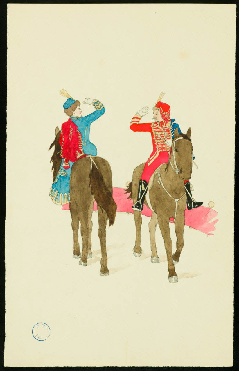 partie d'un ensemble de dessins Salut entre cavaliers 1968.102.1396.7 Photo Mucem