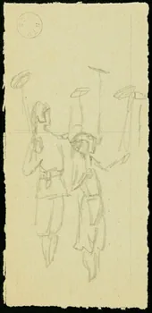 partie d'un ensemble de dessins Silhouettes jonglant 1968.102.1403.7  Photo Mucem