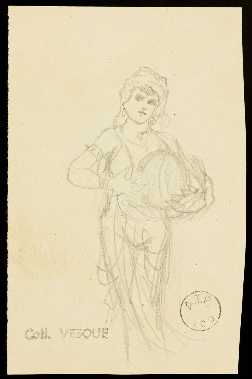 partie d'un ensemble de dessins Femme en costume oriental 1968.102.1423.12 Photo Mucem