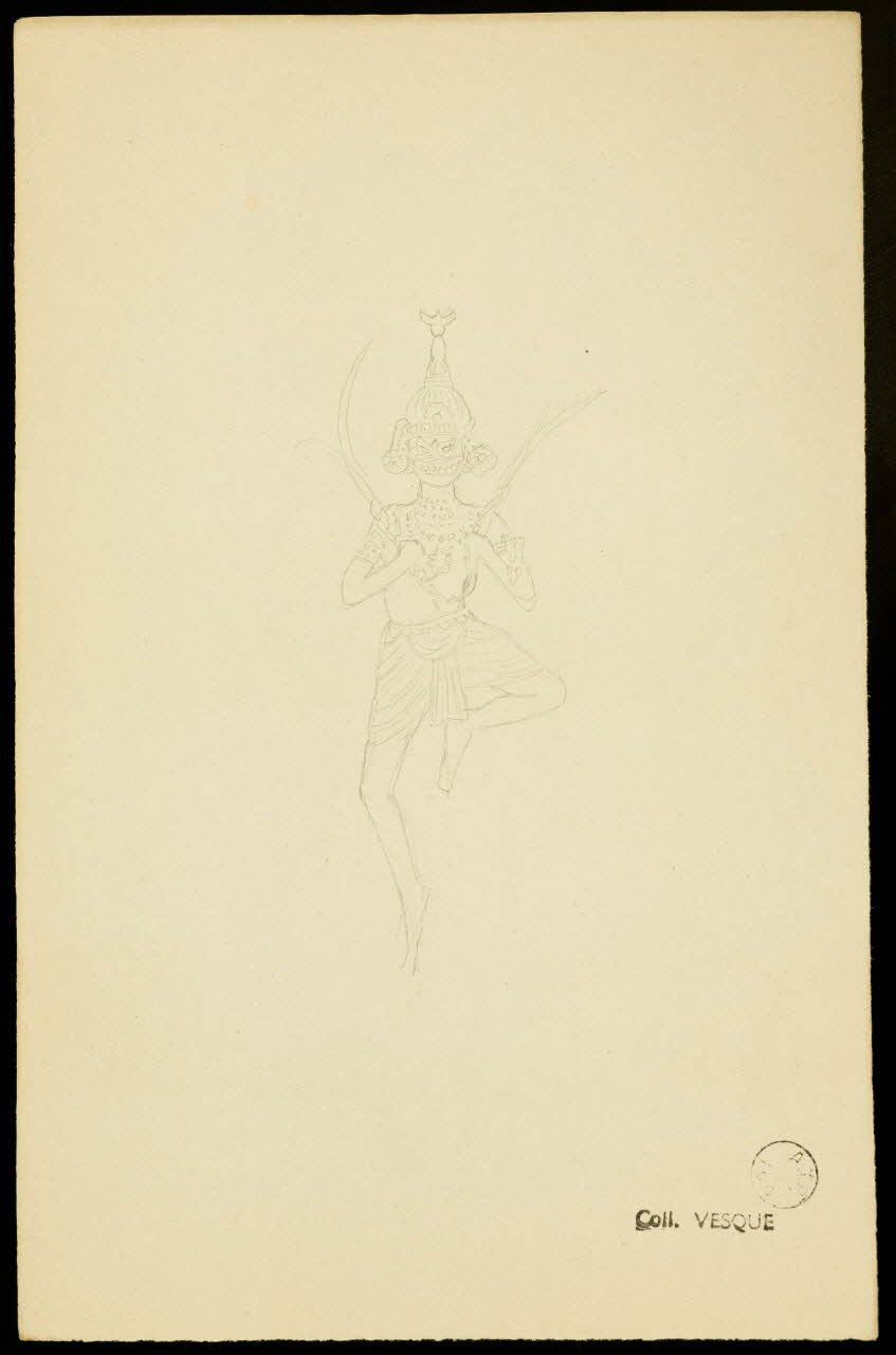 partie d'un ensemble de dessins Danseuse hindoue 1968.102.1423.58 Photo Mucem