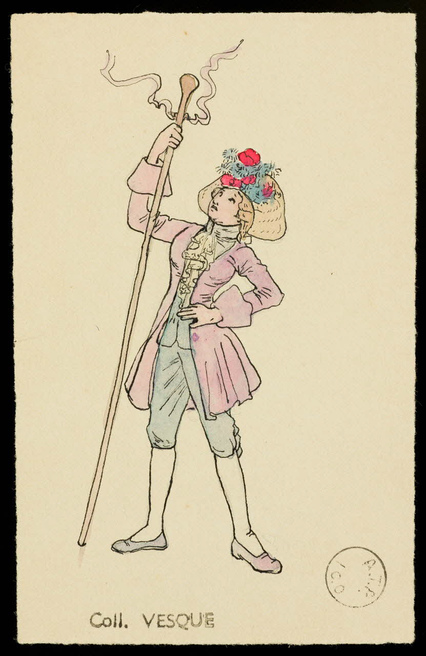 partie d'un ensemble de dessins Femme en costume de scène 1968.102.1423.6 Photo Mucem