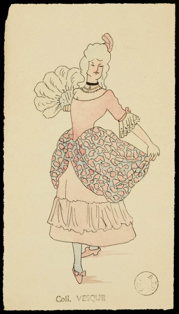 partie d'un ensemble de dessins Femme en costume de scène 1968.102.1423.7 Photo Mucem