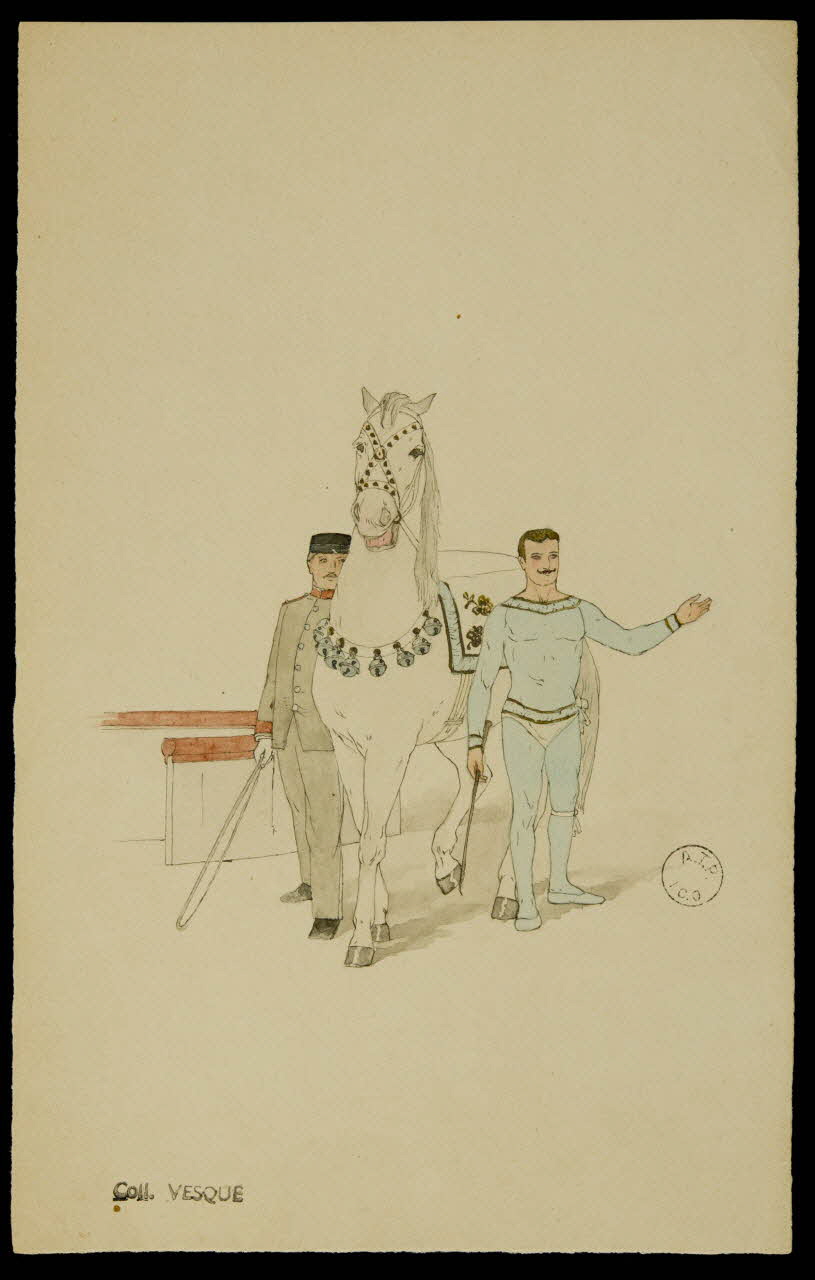 partie d'un ensemble de dessins Voltigeur et son cheval 1968.102.1498.4 Photo Mucem