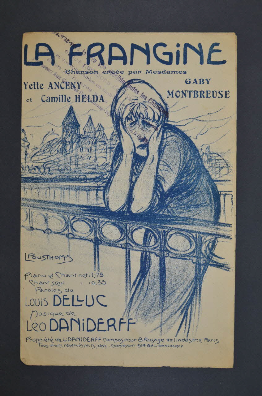 Louis Delluc ; Léo Daniderff ; Gaby Montbreuse ; Yette Anceny ; Camille Helda partition de musique petit format Île-de-France, France 1914 1965.150.70 Photo Mucem