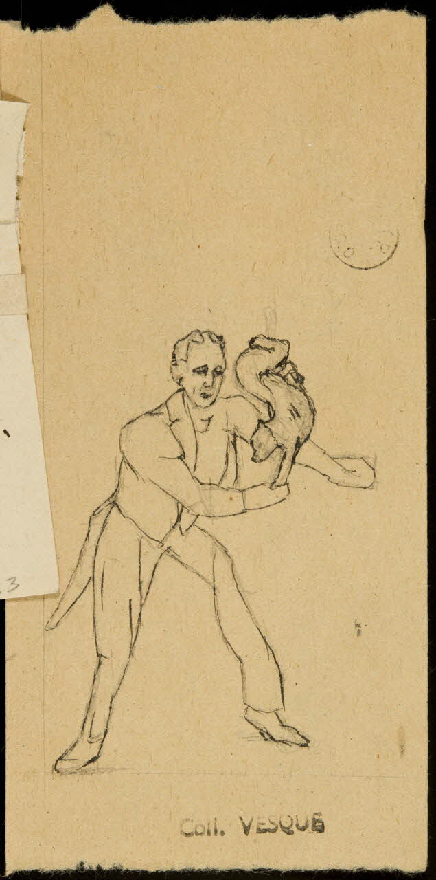 partie d'un ensemble de dessins Dresseur avec un chien 1968.102.1523.5 Photo Mucem