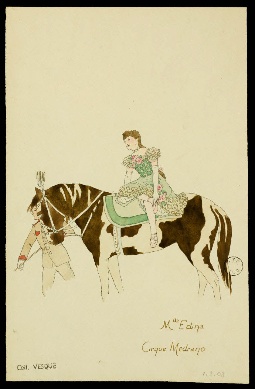 partie d'un ensemble de dessins Mlle Edina  Cirque Medrano 1968.102.1527 Photo Mucem