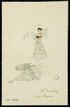 partie d'un ensemble de dessins Mlle Ernestine  Cirque Medrano 1968.102.1561.1 Photo Mucem