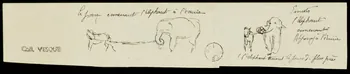 partie d'un ensemble de dessins le poney emmenant l'éléphant à l'écurie 1968.102.1563  Photo Mucem