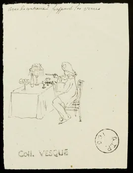 partie d'un ensemble de dessins avec les couteaux frappant le verre 1968.102.1581.1  Photo Mucem