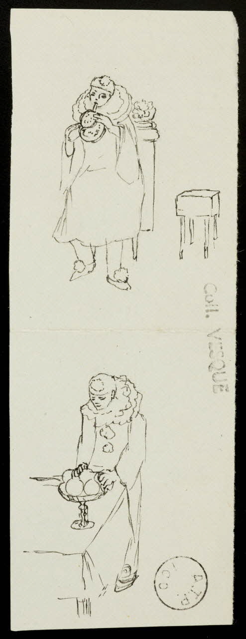 partie d'un ensemble de dessins Clown musicien 1968.102.1581.2 Photo Mucem