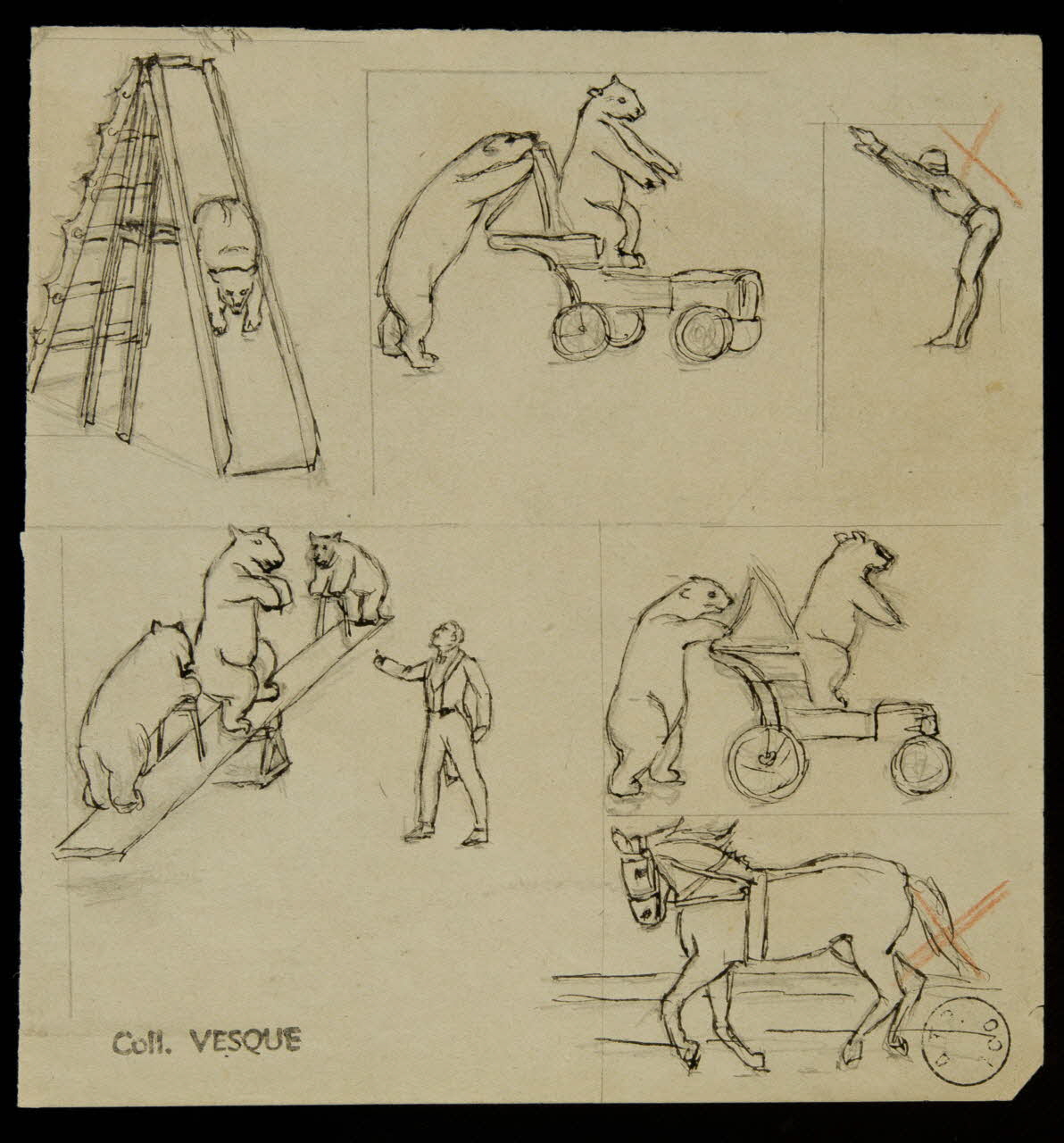 partie d'un ensemble de dessins Dressage d'Ours 1968.102.1591.5 Photo Mucem