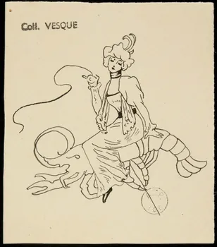 partie d'un ensemble de dessins Femme sur un homard de manège 1968.102.1617  Photo Mucem