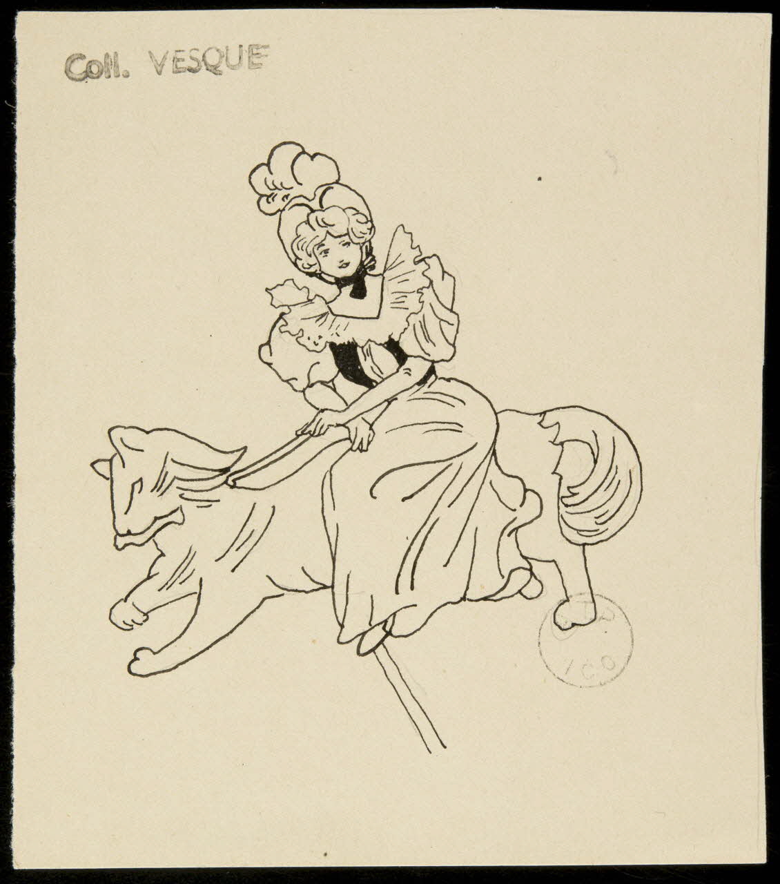 partie d'un ensemble de dessins Femme sur un animal de manège 1968.102.1620 Photo Mucem